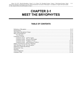 Meet the Bryophytes