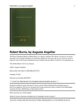 Robert Burns, by Auguste Angellier 1