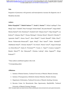 Title Integration of Proteomics with Genomics and Transcriptomics