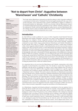 'Not to Depart from Christ': Augustine Between 'Manichaean'