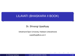 Lilavati (Bhaskara Ii Book)