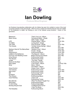 Ian Dowling Producer/Mixer/Engineer