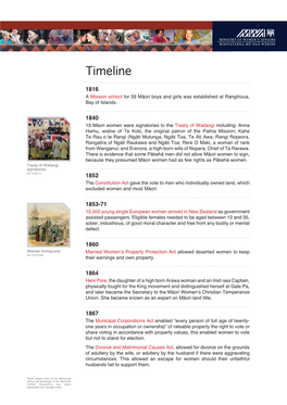 A Timeline of the History of Women in NZ (PDF 1MB)