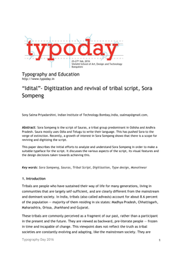 “Idital”- Digitization and Revival of Tribal Script, Sora Sompeng