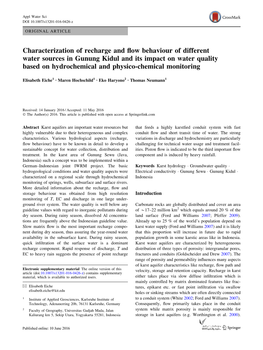 Characterization of Recharge and Flow Behaviour of Different Water Sources