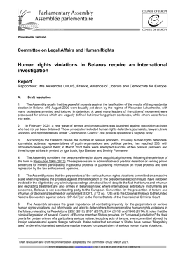 Human Rights Violations in Belarus Require an International Investigation