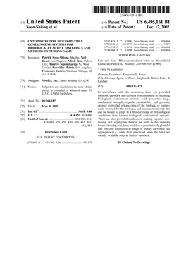 (12) United States Patent (10) Patent No.: US 6,495,161 B1 Soon-Shiong Et Al