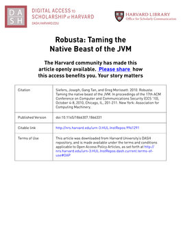 Robusta: Taming the Native Beast of the JVM