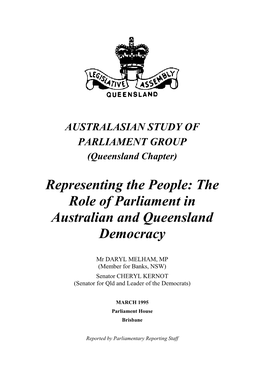 Representing the People: the Role of Parliament in Australian and Queensland Democracy