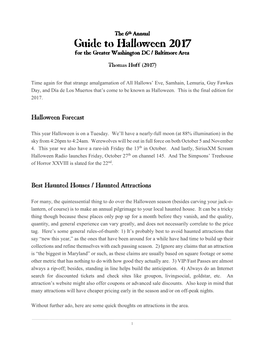 Guide to Halloween for DC and Baltimore