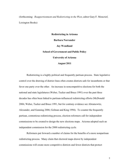 Reapportionment and Redistricting in the West, Editor Gary F