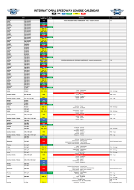 2021 International Speedway League Calendar 18.05