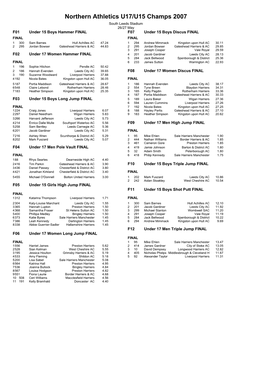 Northern Athletics U17/U15 Champs 2007