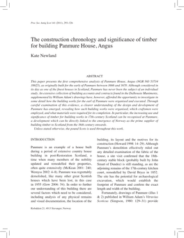 The Construction Chronology and Significance of Timber for Building Panmure House, Angus