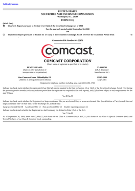 COMCAST CORPORATION (Exact Name of Registrant As Specified in Its Charter)