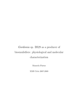 Gordonia Sp. BS29 As a Producer of Bioemulsifiers