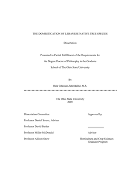 The Domestication of Lebanese Native Tree Species