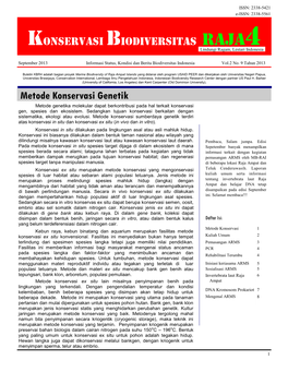 September 2013 Informasi Status, Kondisi Dan Berita Biodiversitas Indonesia Vol.2 No