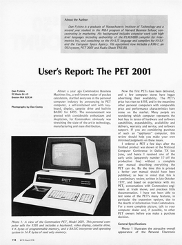 User's Report: the PET 2001, March 1978, BYTE Magazine