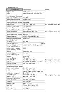 C. Hayter June 2010 Dates Indexed Notes March