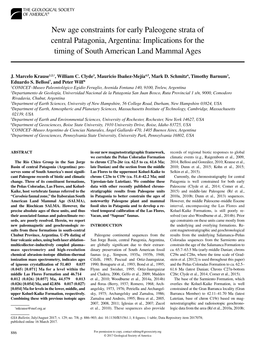 New Age Constraints for Early Paleogene Strata of Central Patagonia, Argentina: Implications for the Timing of South American Land Mammal Ages