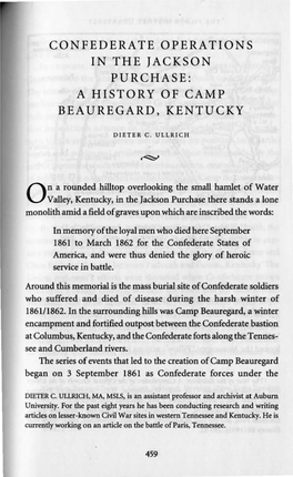 Confederate Operations in the Jackson Purchase: a History of Camp Beauregard, Kentucky