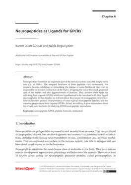 Neuropeptides As Ligands for Gpcrs