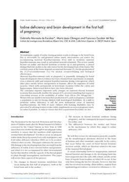 Iodine Deficiency and Brain Development in the First Half Of