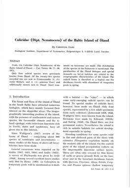 Culicidae (Dipt. Nematocera) of the Baltic Island of Oland