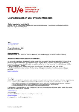 User Adaptation in User-System-Interaction