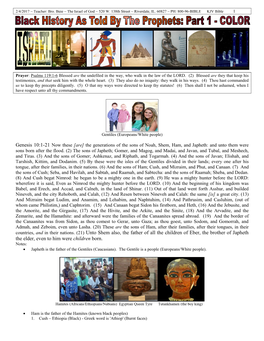 Black History Told by the Prophets: Pt 1