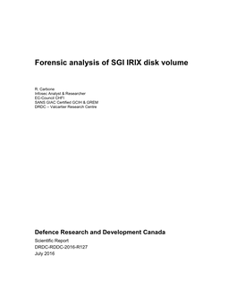 Forensic Analysis of SGI IRIX Disk Volume
