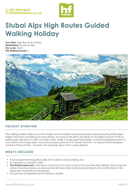 Stubai Alps High Routes Guided Walking Holiday