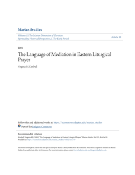 The Language of Mediation in Eastern Liturgical Prayer Virginia M