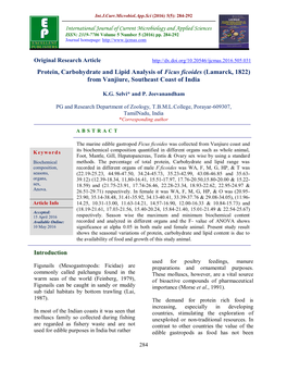 Protein, Carbohydrate and Lipid Analysis of Ficus Ficoides (Lamarck, 1822) from Vanjiure, Southeast Coast of India