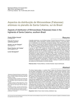 Aspectos Da Distribuição De Mimosoideae (Fabaceae) Arbóreas No Planalto De Santa Catarina, Sul Do Brasil