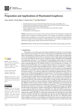 Preparation and Applications of Fluorinated Graphenes