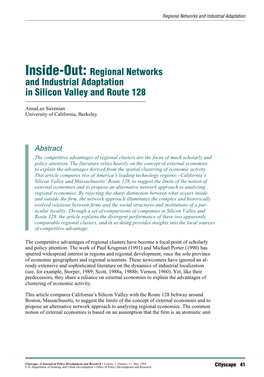 Regional Networks and Industrial Adaptation in Silicon Valley and Route 128