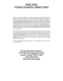 2002-2003 Texas School Directory