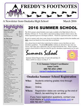 SUMMER SCHOOL Important Dates