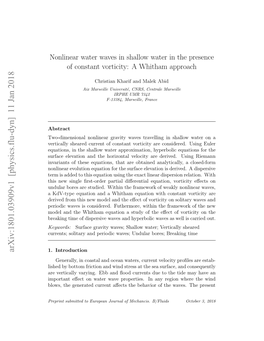 Nonlinear Water Waves in Shallow Water in the Presence of Constant