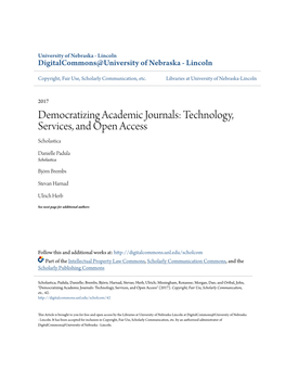 Democratizing Academic Journals: Technology, Services, and Open Access Scholastica