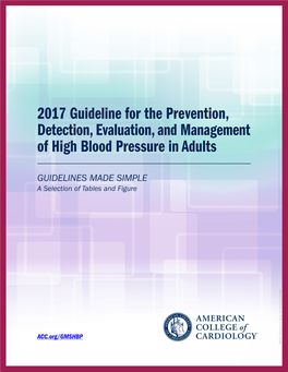 2017 Guideline for the Prevention, Detection, Evaluation, and Management of High Blood Pressure in Adults