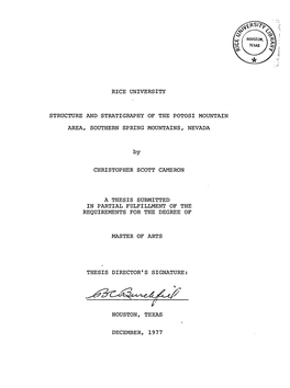 Structure and Stratigraphy of the Potosi Mountain Area, Southern Spring Mountains, Nevada