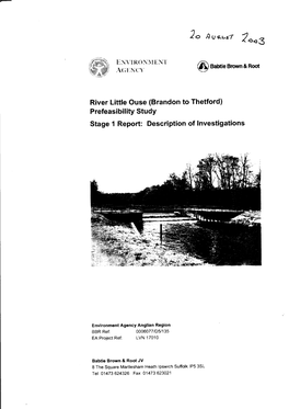 River Little Ouse (Brandon to Thetford) Prefeasibility Study