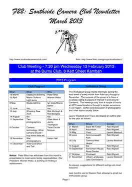 F22: Southside Camera Club Newsletter March 2013