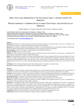 Seed Traits and Germination in the Cactaceae Family: a Review Across the Americas