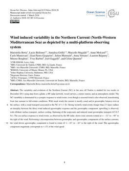 Wind Induced Variability in the Northern Current (North-Western