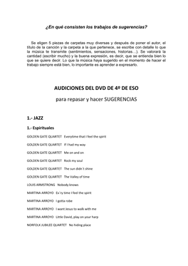 AUDICIONES DEL DVD DE 4º DE ESO Para Repasar Y Hacer SUGERENCIAS