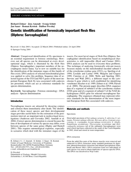 Genetic Identification of Forensically Important Flesh Flies (Diptera: Sarcophagidae)